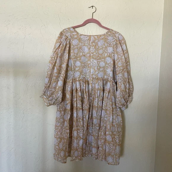 Daughters of India Mustard and Cream Floral Dress - Picture 5 of 5